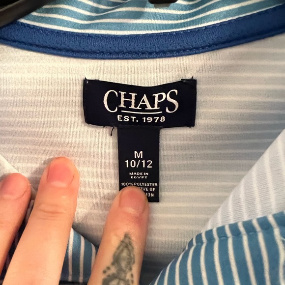 EUC Boys CHAPS Performance Short Sleeve Polo, Blue, Red & Light Blue - Picture 3 of 4